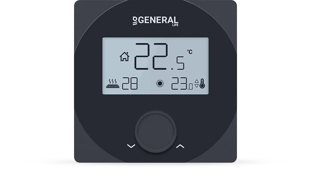 ARUNA FH25S Underfloor Heating Thermostat - Black