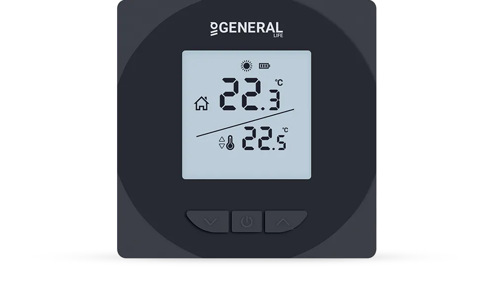 ARUNA HT15S RF Wireless Room Thermostat - Black